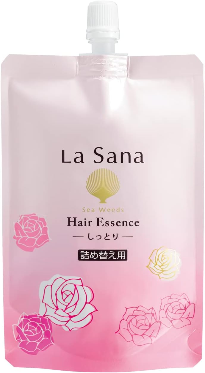 La Sana Seaweed Hair Essence Moist Refill (140ml/Rose Scent) Hair Oil, Non-Rinse Treatment, Hair Essence