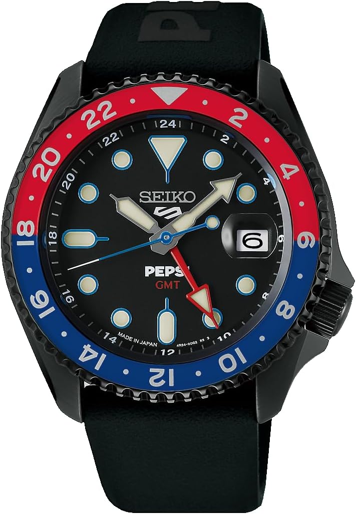 Seiko Watch SBSC023 Five Sports 5 Sports PEPSI Collaboration Limited Automatic Watch, Men's Black