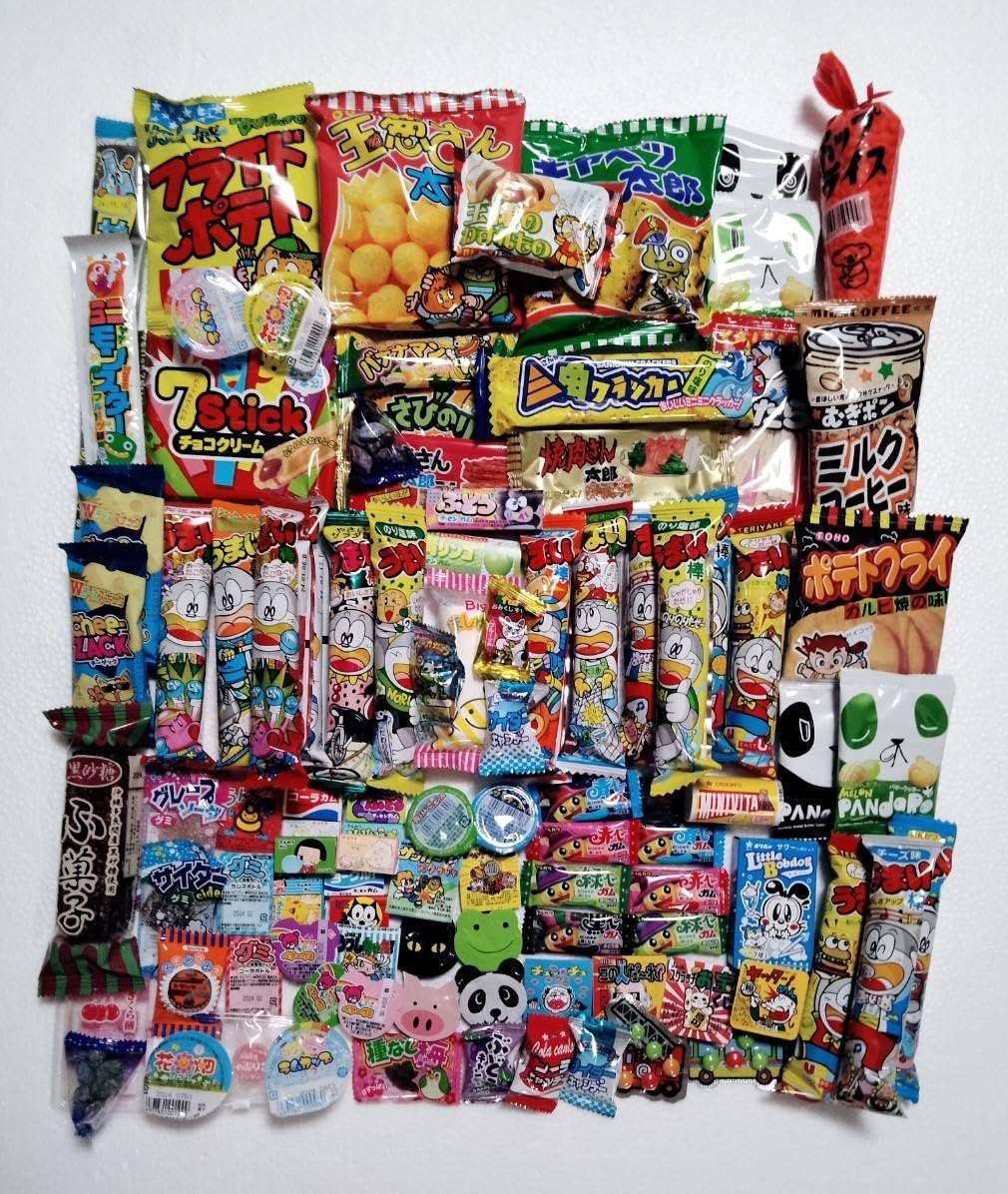 Assorted Dagashi, 100 Piece Set, Shop Exclusive Wet Wipes, Bulk Purchase, Festivals, Grabbing Food Stalls, Snacks, Eating Comparison, Festivals, Lottery, Gift, Birthday, Surprise, Events, Children,