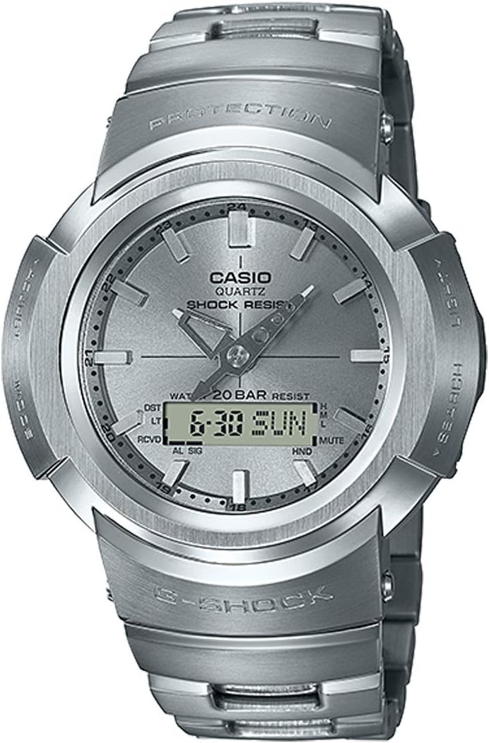 CASIO Gshock AW500 First Generation Analog, Reprinted Edition, Solar Radio, Full Metal, AWM-500D-1A8, Analog-Digital, Men's, Matte Silver, Radio Watch, Tough Solar, Same Type: AMW-500D-1A8JF, Bracelet