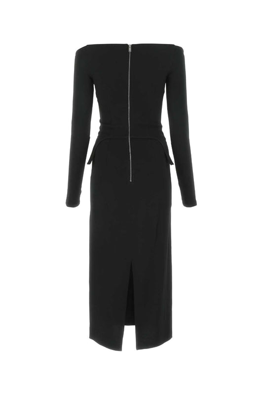 Dion Lee ディオンリーブラッククレープレディは肩のドレスから離れています - Image 1