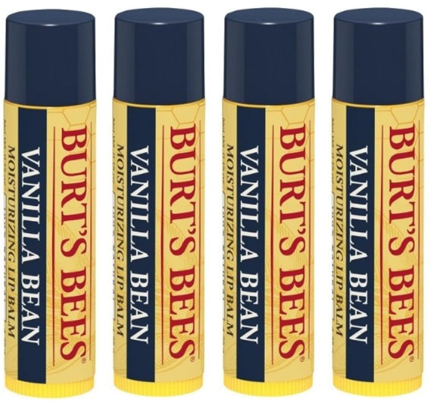 Burt's Bees - Bálsamo labial de vainilla, tamaño de 0.15 onzas, paquete de 4