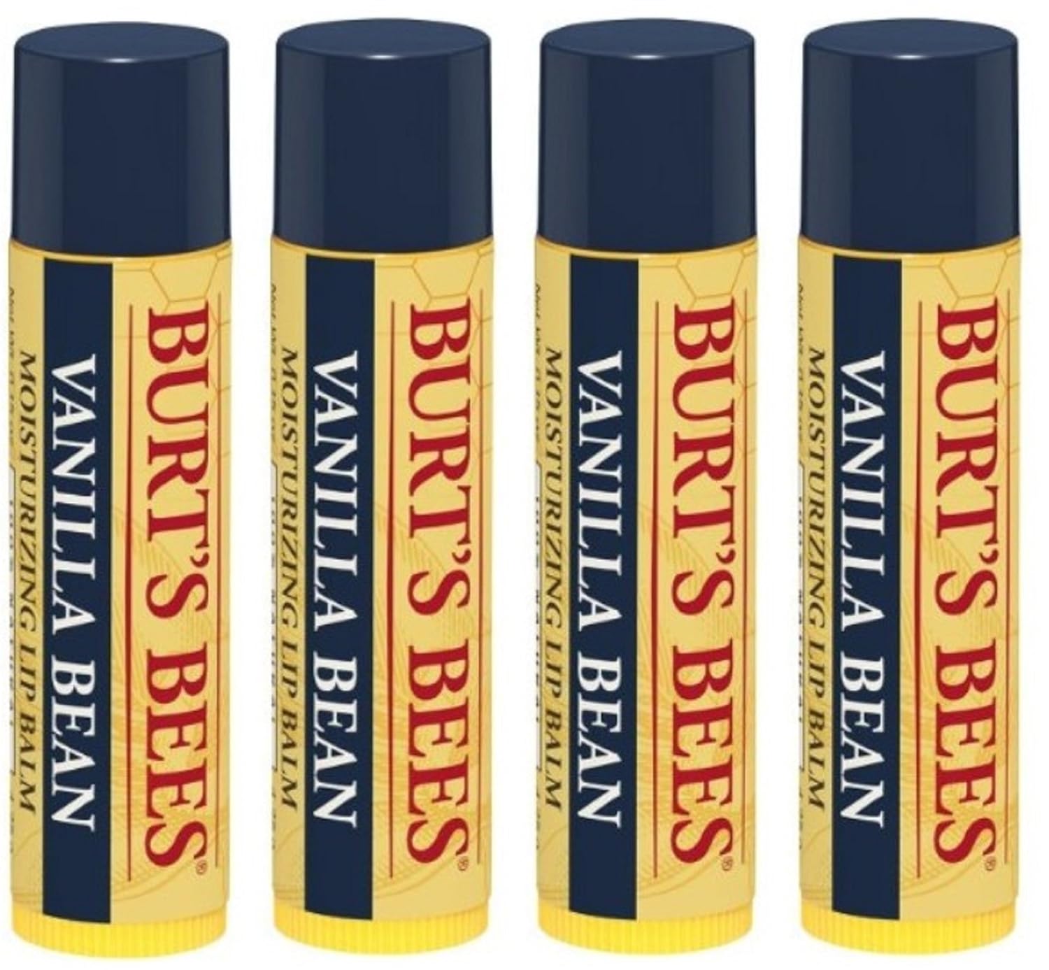 Burt's Bees - Bálsamo labial de vainilla, tamaño de 0.15 onzas, paquete de 4