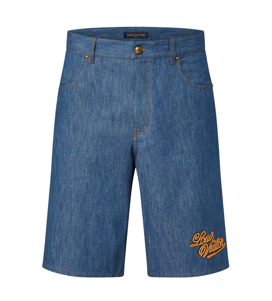 LOUIS VUITTON 'ROPE LOGO' DENIM SHORTS