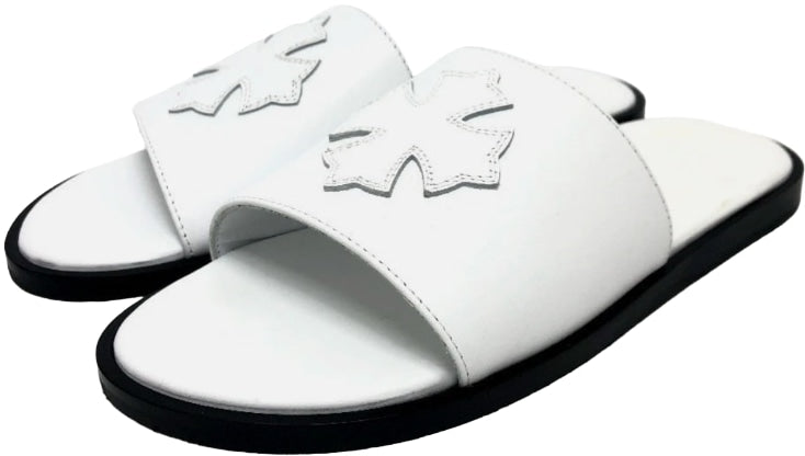 CHROME HEARTS 'CROSS PATCH' WHITE SANDALS