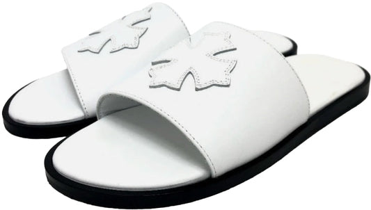 CHROME HEARTS 'CROSS PATCH' WHITE SANDALS