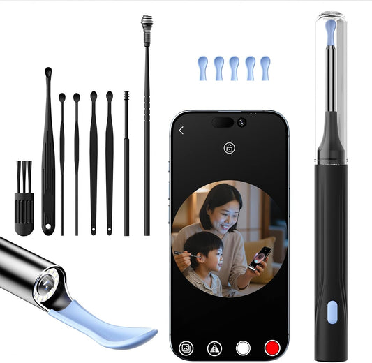 TAREASS Earpick with Camera (2025 Model 20 Megapixels), Earpick with Camera, 6 LED Lights, 3.6 mm Ultra Fine Lens, Recording, Photos, Flip Right Function, IP67 Waterproof, WIFI Connection, Type-C