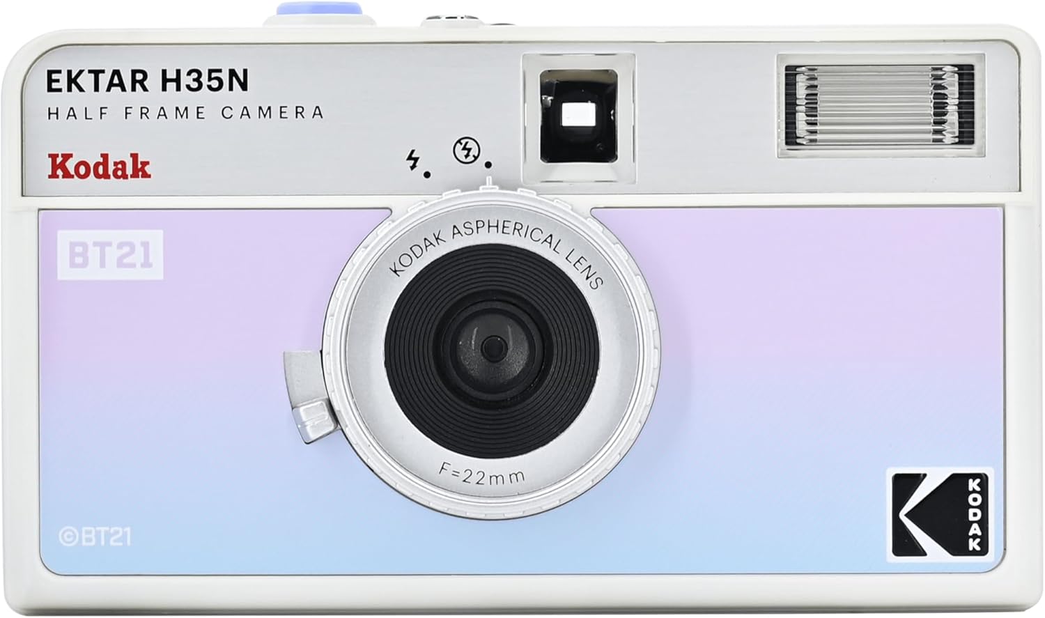 KODAK EKTAR H35N Half-Frame Film Camera, 35mm, Reusable, Focus-free, Valve Function, Built-in Star Filter, Coated Improved Lens (Single Item, BT21 Edition)