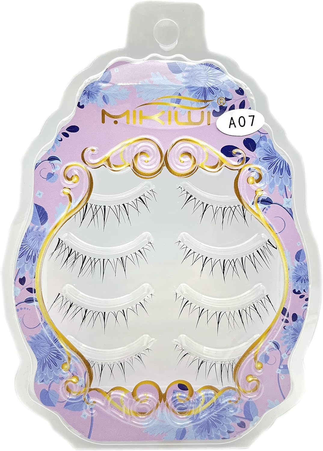 Mikiwi 4 Pairs Natural False Eyelashes Natural Transparent Eye Shapes (A07)