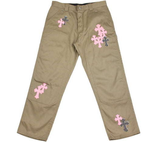 CHROME HEARTS 'PINK CHECKERED' 24 PATCH CARPENTER PANTS