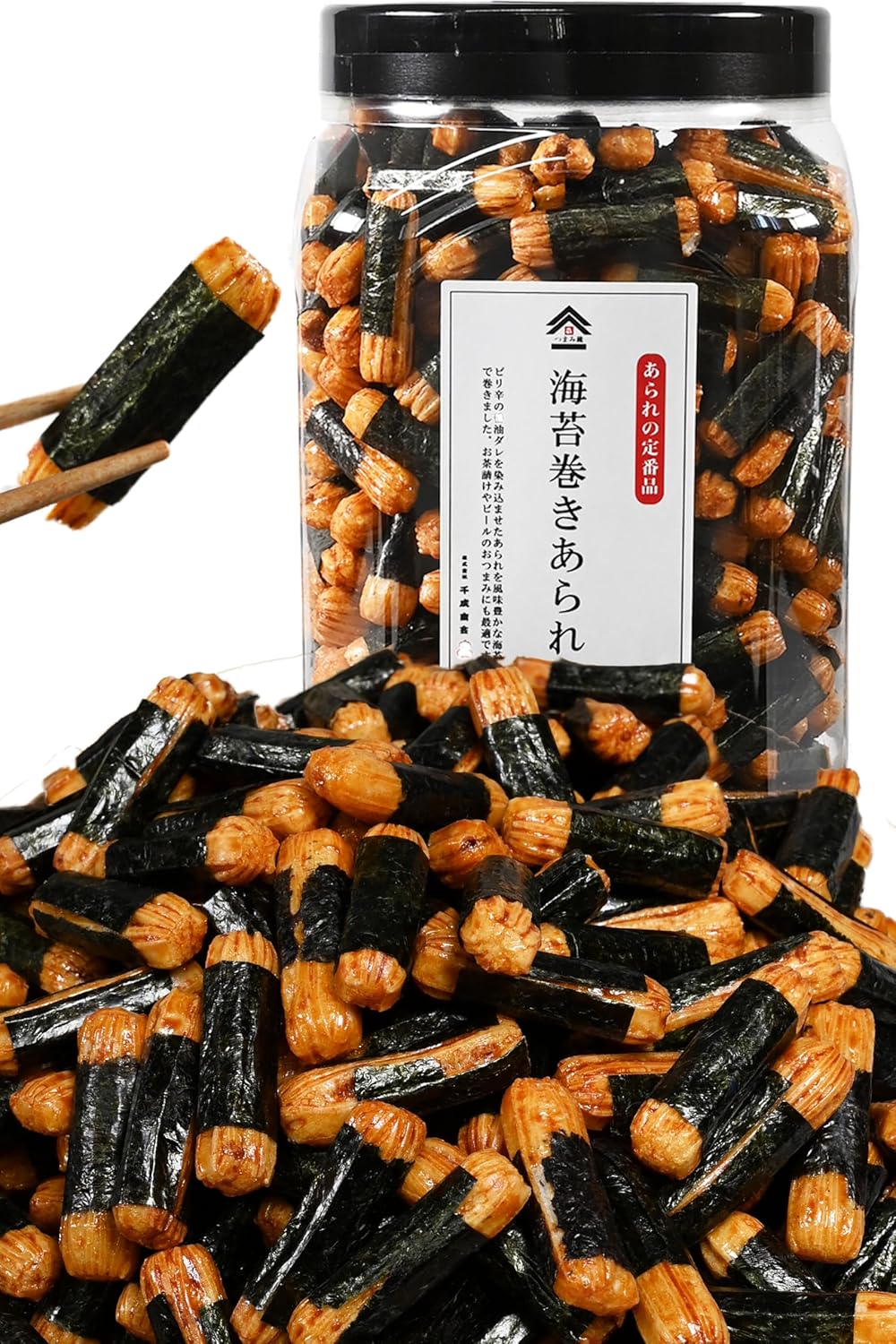 Arare Arare, Japanese Sweets, Commercial Use, The Crispy and Crispy of Arare, Japanese Sweets, Sennari Shokai (Tsumamikura) Nori Rolled Arare, 17.6 oz (500 g) Container
