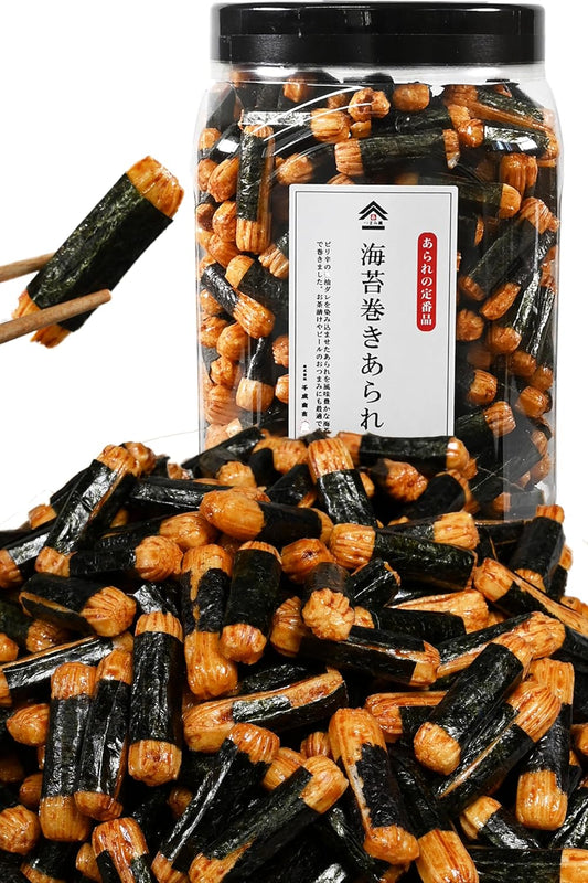 Arare Arare, Japanese Sweets, Commercial Use, The Crispy and Crispy of Arare, Japanese Sweets, Sennari Shokai (Tsumamikura) Nori Rolled Arare, 17.6 oz (500 g) Container