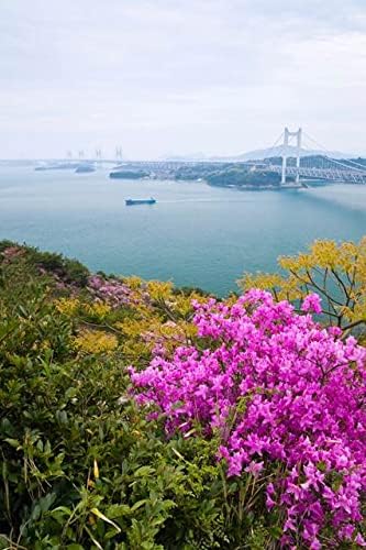 【日本の風景／地名のポストカード】岡山県倉敷市鷲羽山のツツジと瀬戸大橋の海 はがき お土産 ハガキ 撮影/絶景.com