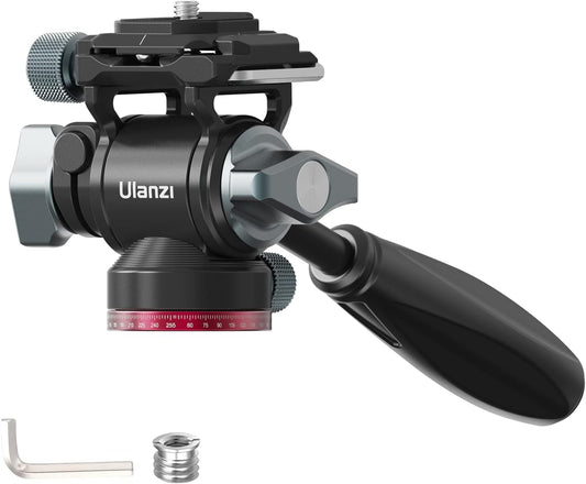 Ulanzi U-190 Video Head Fluid Head Freedom Head 2-Way Small Camera Head with 1/4" and 3/8" Screws, Pitch, 90°/-80° and Horizontal 360° Adjustable, Load Capacity 10kg Aluminum Alloy, with Removable