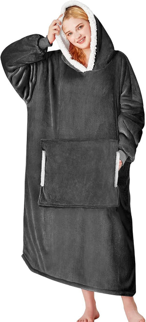 yescool - Cobija con capucha, sudadera de franela de forro polar sherpa para adultos, mujeres y hombres, talla única