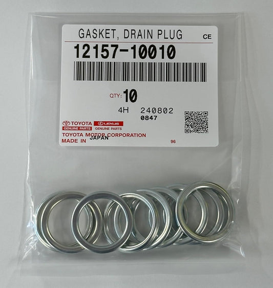 TOYOTA Genuine Parts Drain Plug Gasket, Part Number: 12157-10010, Set of 10