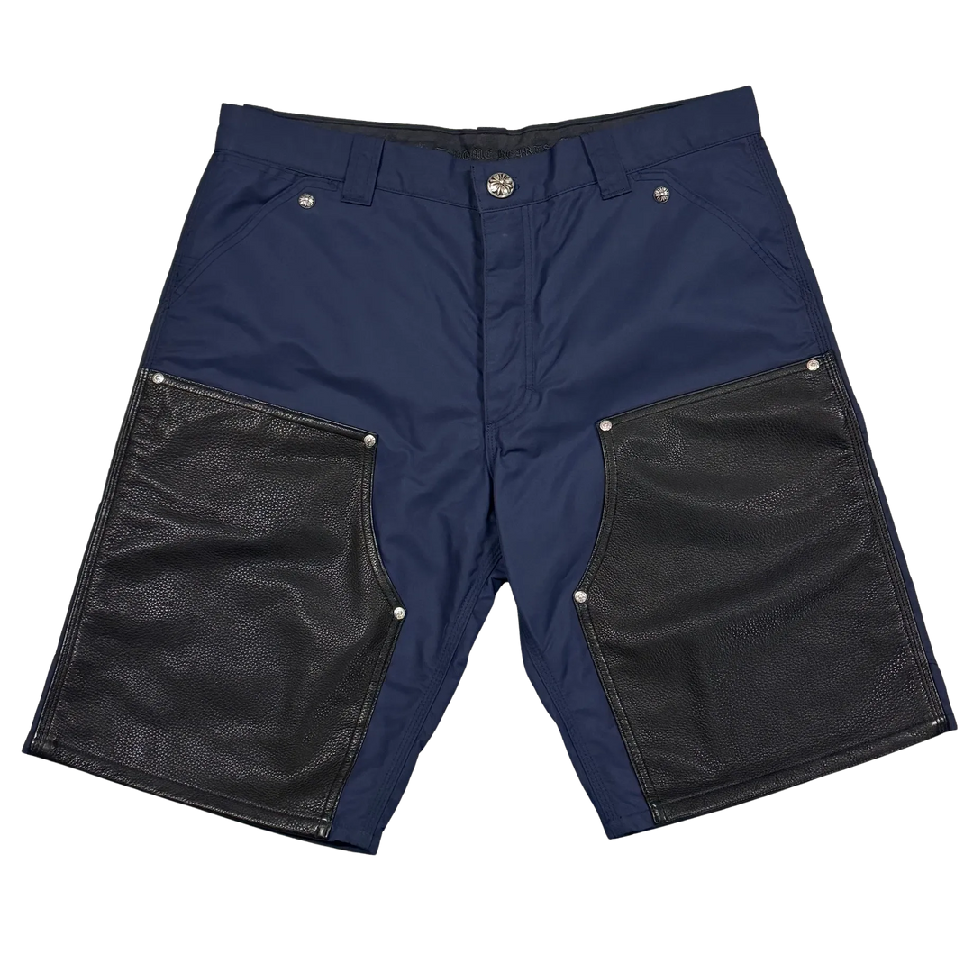 CHROME HEARTS 'NAVY' DOUBLE KNEE NYLON SHORTS