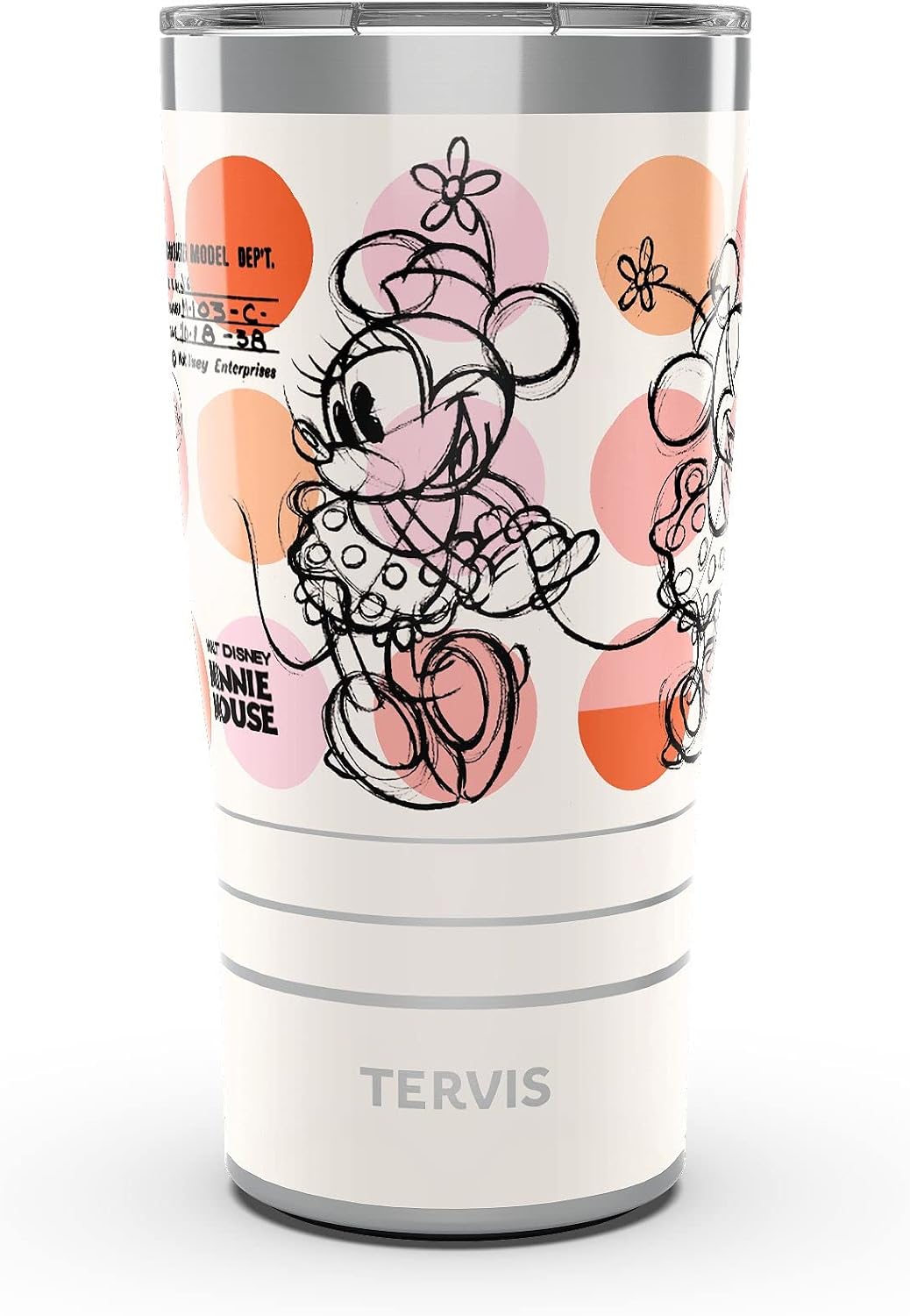 Tervis Traveler - Vaso aislado de triple pared de Disney Minnie Mouse Melody mantiene las bebidas frías y calientes, 20 onzas, acero inoxidable