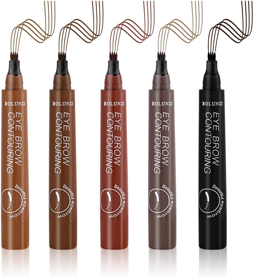 Eyebrow 4d Liquid Eyebrow Pencil No Fall Micro Fork Tip Liquid Long Lasting Natural Eye Makeup Waterproof Cosmetic Makeup Pen 4 Tip Eyebrow,4 Tipped Precise Brow Pen, Tiny My 4 Tip Brow(02# Dark