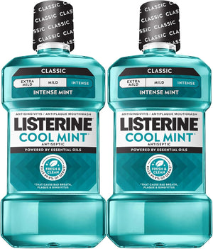 Listerine Cool Mint - Enjuague bucal antiséptico, mata el 99,9% de los gérmenes que causan mal aliento, placa y gingivitis, aceptado por la ADA, clínicamente probado, sabor a menta fresca, para