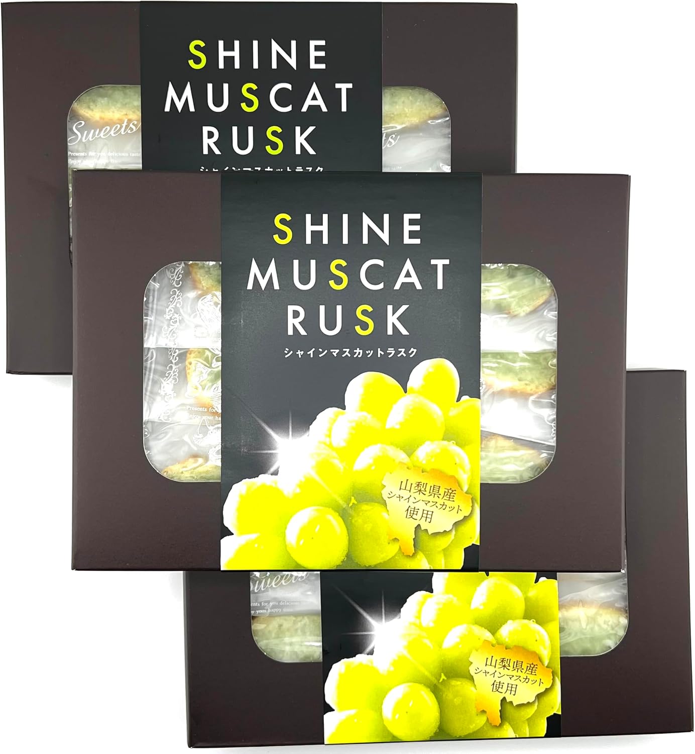(Yamanashi Prefecture, Seasonal Limited Product) SHINE MUSCAT RUSK SHINE MASCAT RUSK Gift Boxed Candy, 12 Sheets x 3 Boxes (36 Pieces), Crispy Bucket, Uses Shine Muscat, Yamanashi Prefecture, Shine Muscat, Souvenir, Present, Treats, Boxed
