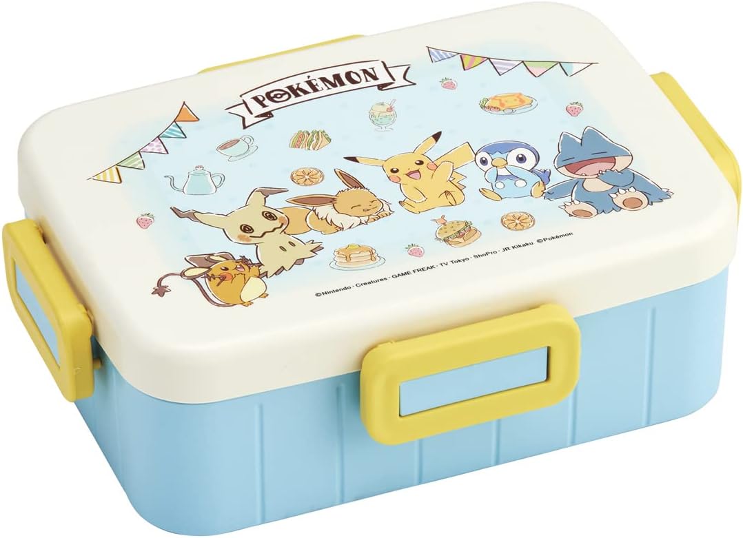 Skater YZFL7AG-A Women's Bento Box, 4-Point Lock, Antibacterial, 22.0 fl oz (650 ml), Dishwasher Safe, Leak Resistant, Made in Japan, Pokemon, Cafe Art