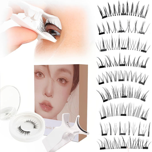 Magnetic False Eyelashes, Natural, Magnetic False Eyelashes, Popular, One-Piece, Ultra Lightweight, 3D False Eyelashes, No Glue Required, Soft, Reusable, Easy to Use, Long Lasting, Waterproof