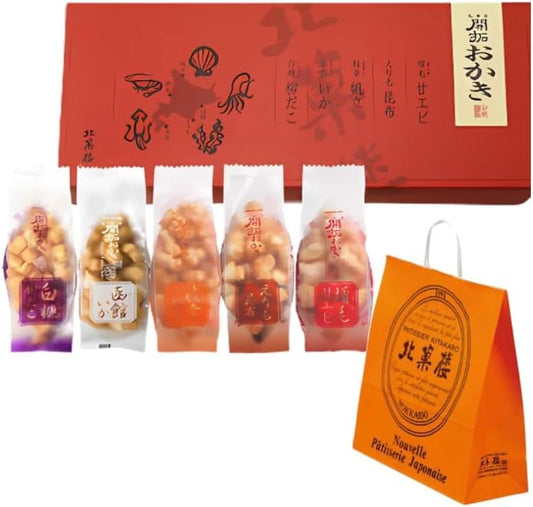 Kitakaro Hokkaido Development Okoki, Assorted (5 Bags, Includes Handbag) (White Bran Willow Octopus)