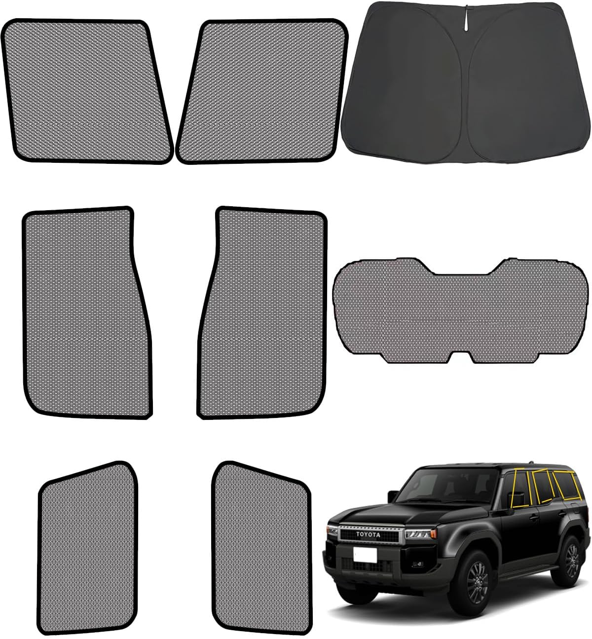 Toyota Land Cruiser 250 Sunshade Mesh Rankle 250 VX ZX Genuine Sun Shade, Insect Repellent, Light Blocking, Car Overnight Insulation, Custom Parts, Accessories (LAND CRUISER 250)