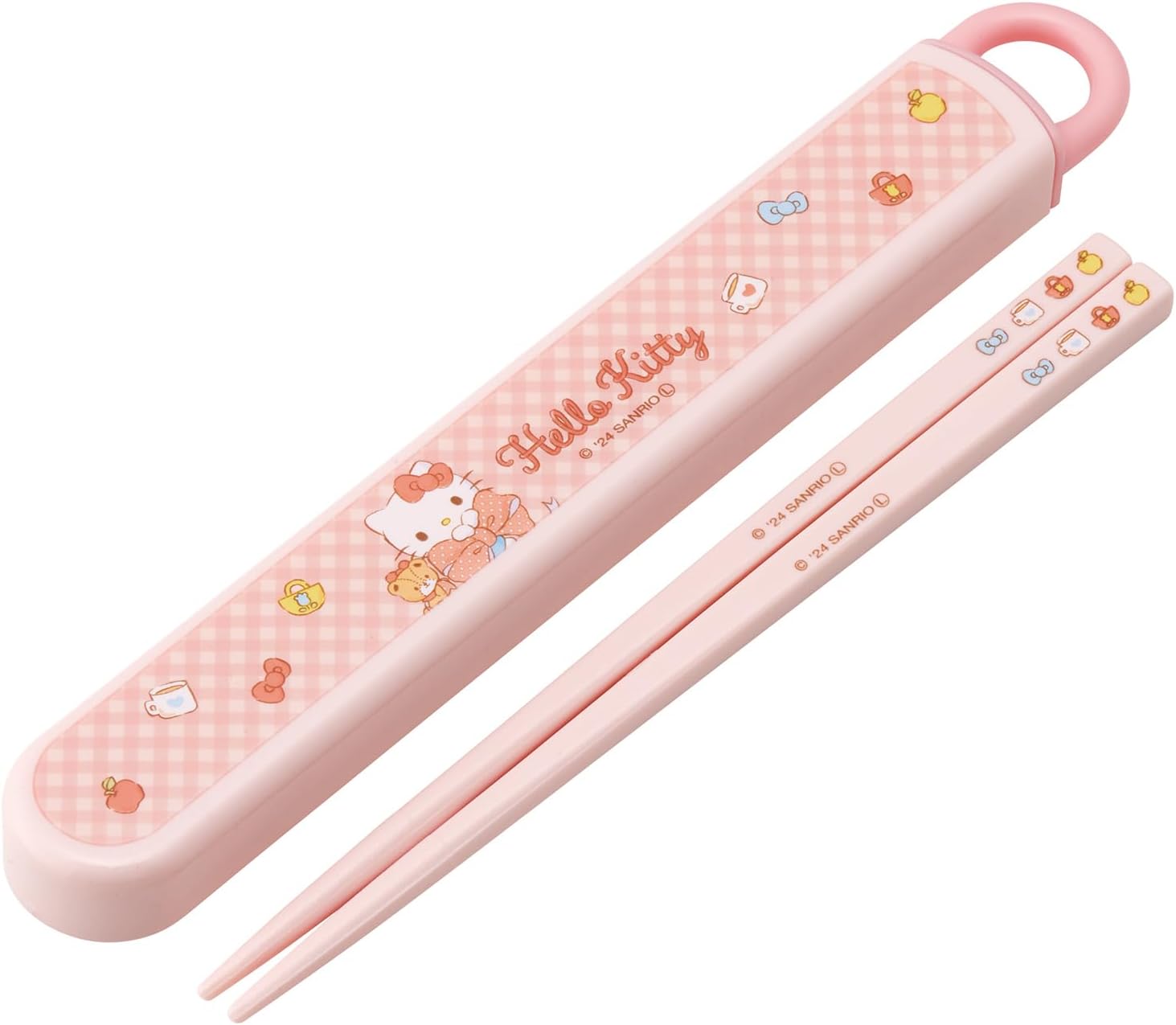 Skater ABS2AMAG Sanrio Hello Kitty Big Ribbon Chopsticks and Case Set, 6.5 inches (16.5 cm), For Children, Bento Box, Antibacterial Treatment, Boys and Girls, Easy to Open Slide Type, Made in Japan
