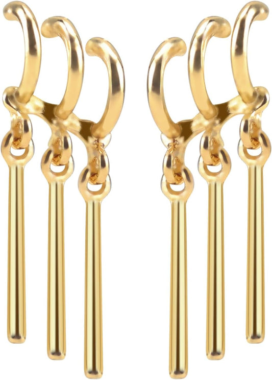 Jawfait Zoro Earrings Single Ear Piercing for Men Zoro Cosplay Earrings Anime Lover Anime Goods Jewelry, Stainless Steel, No Jewelry, Gold, Stainless Steel, No Gemstone