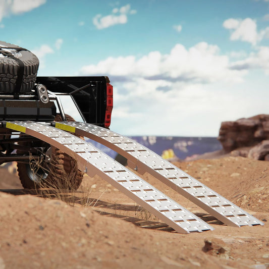 Aluminum Bridge Aluminum Ramp, Set of 2, Total Length 88.8 inches (225 cm), Width 11.6 inches (29.5 cm), Load Capacity 148.6 lbs (680 kg), For Ladder Rails, Motorcycles, Bicycles, Farm Equipment