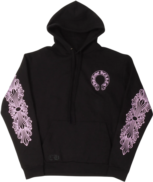 CHROME HEARTS FRIENDS AND FAMILY 'PINK' HORSESHOE LOGO HOODIE