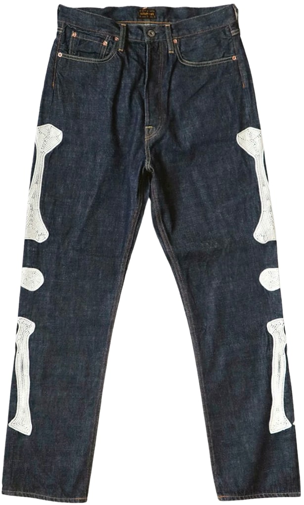 KAPITAL 'OKAGILLY' STRAIGHT-LEG APPLIQUÉD JEANS