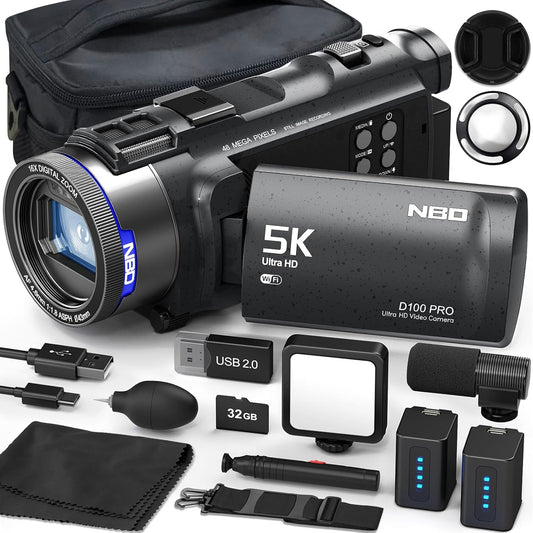 NBD 5K 48 Megapixel Video Camera, WiFi Function, Ultra Lightweight, 180 Minute Ultra-Long Battery, 16x Zoom, 3.0 Inch, 270° IPS ASPH Vlog Camera, Webcam, Auto Focus, Image Stabilization, Pause