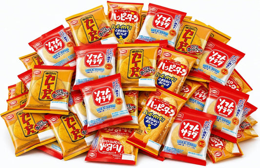 Kameda Mini Rice Crackers, Individually Packaged, 3 Types, Assorted Set (Happy Turn, Curry Senbei, Soft Salad), Total 100 Pieces