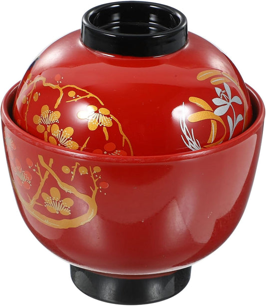 BRIGHTFUFU Japanese Flavor Miso Bowl Fruit Bowl with Lid Soup Bowl Udon Soup Bowl Dessert Bowl Instant Ramen Rice Bowl Four Bowl Udon Salad Mixing Bowl Asian Ramen Bowl