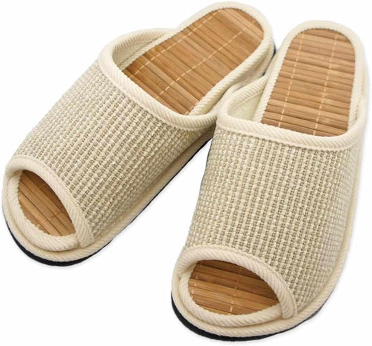 Bamboo Slippers Health D Senote Mall F Size Bamboo Steps Up To Approx. 9.8 inches (25 cm) Made in Japan Arch Stimulation Artisan Hakihaki Workshop, beige