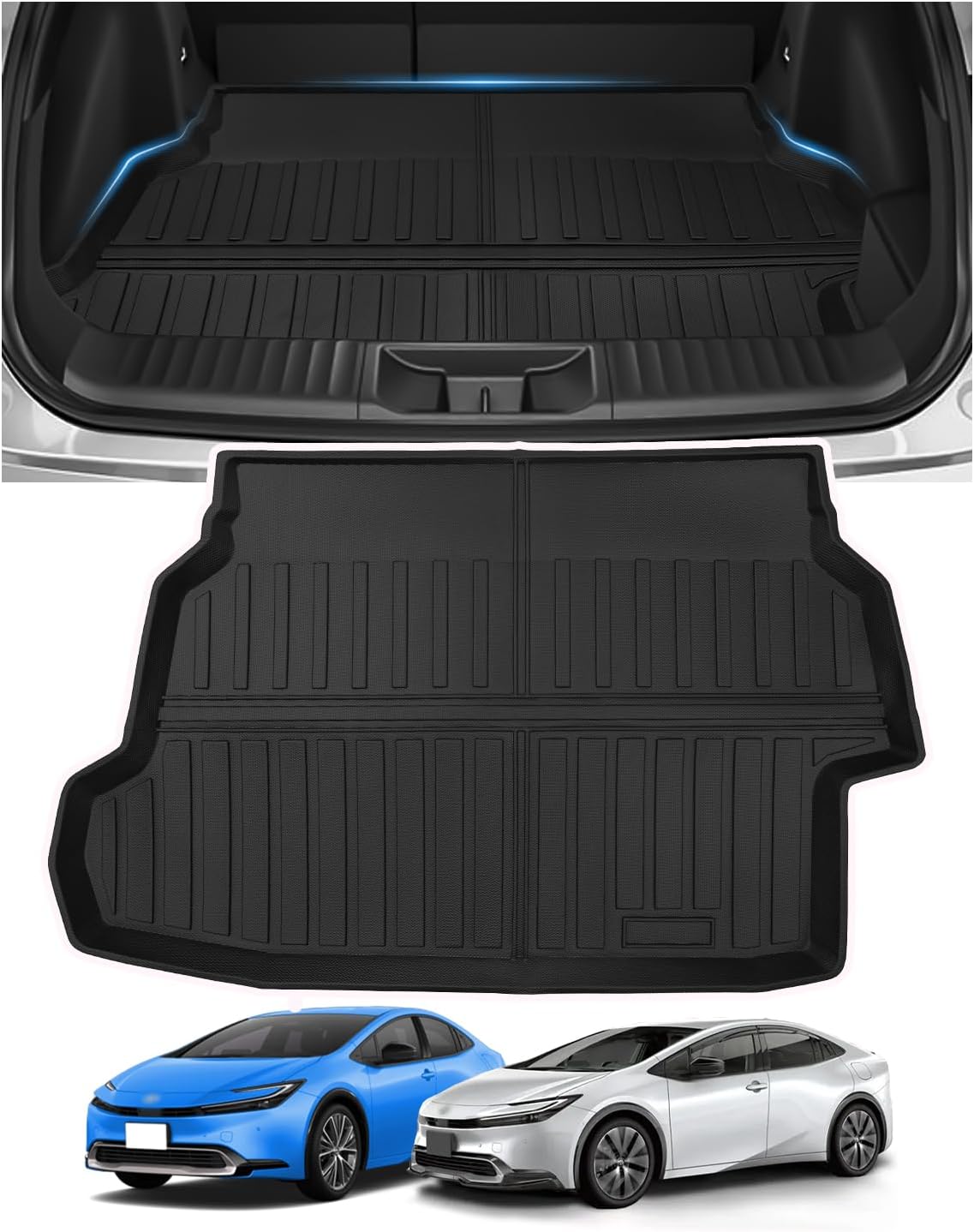 Toyota New Prius 60 Series Luggage Mat 60 Trunk Mat 3D Luggage Tray 60 Series Cargo Mat TPE Material January 2023 Present Prius 60 Luggage Mat Custom Parts Genuine Replacement Vehicle Specific Design