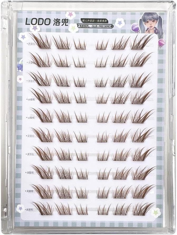 3D Cat Eye Soft Brown False Eyelashes Natural Cartoon Fox Cluster DIY Eyelash Extensions Whispy C Curl Clear Band Eyelash Extensions Individual Eyelashes