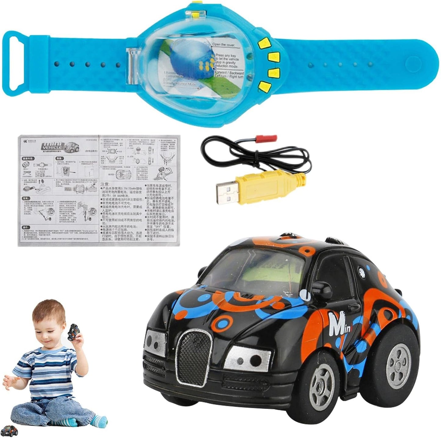 Remote Control Car Watch, Remote Control Cardazzle Cool Watch, Removable Wristband, Wearable Gift Watch for Kids, Interactive Game Toys Shuyu