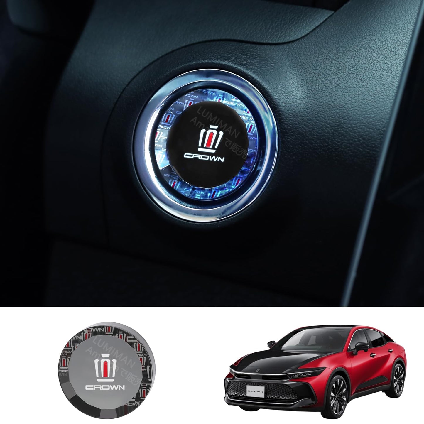LUMIMAN Toyota Crown CROWN 30 Series Car Push Start Switch Crystal Engine Start Cover Start Button Cover Interior Parts Dress Up Crystal Style Exclusive Design TMIMB-3 Genuine Replacement Japanese