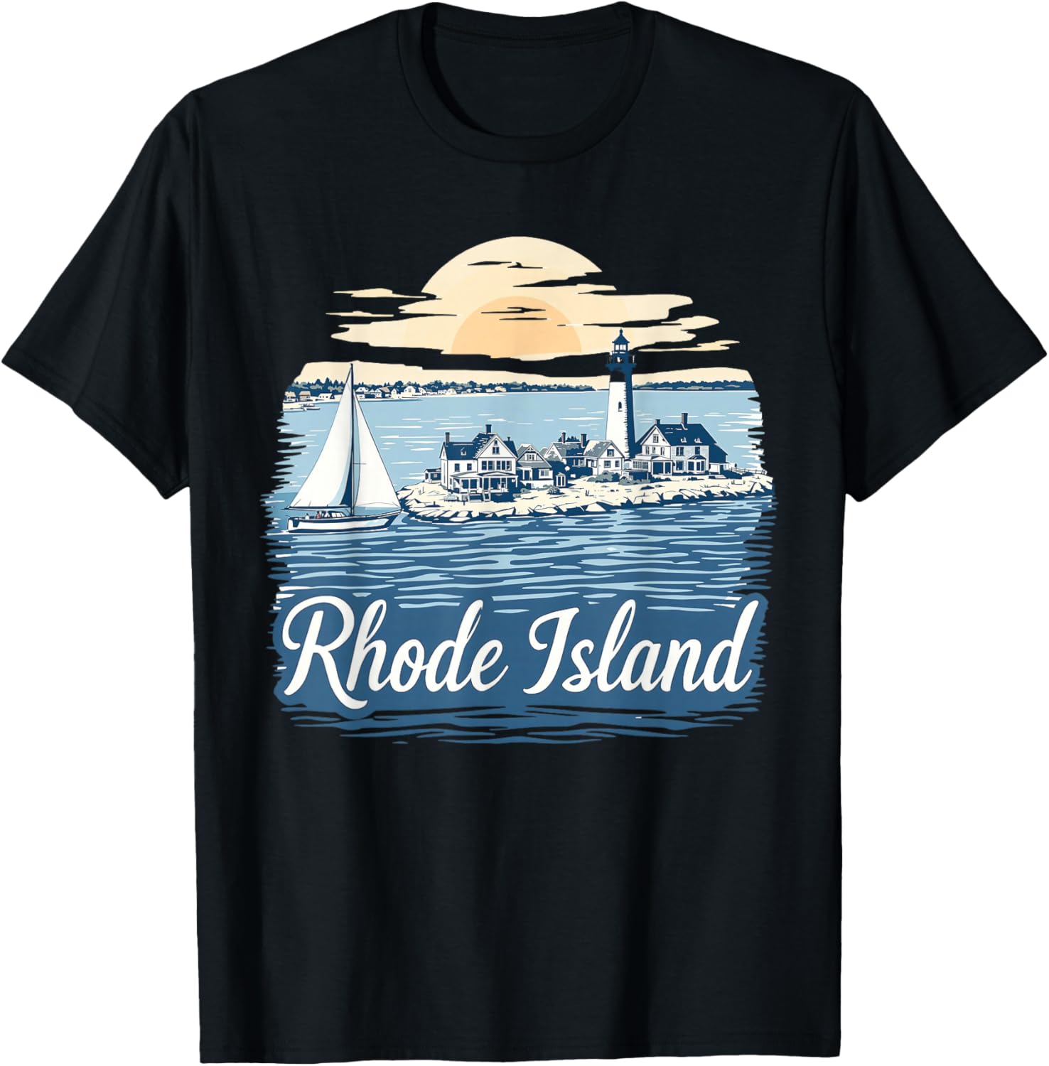 Camiseta retro vintage de Rhode Island, Negro -, Pequeña