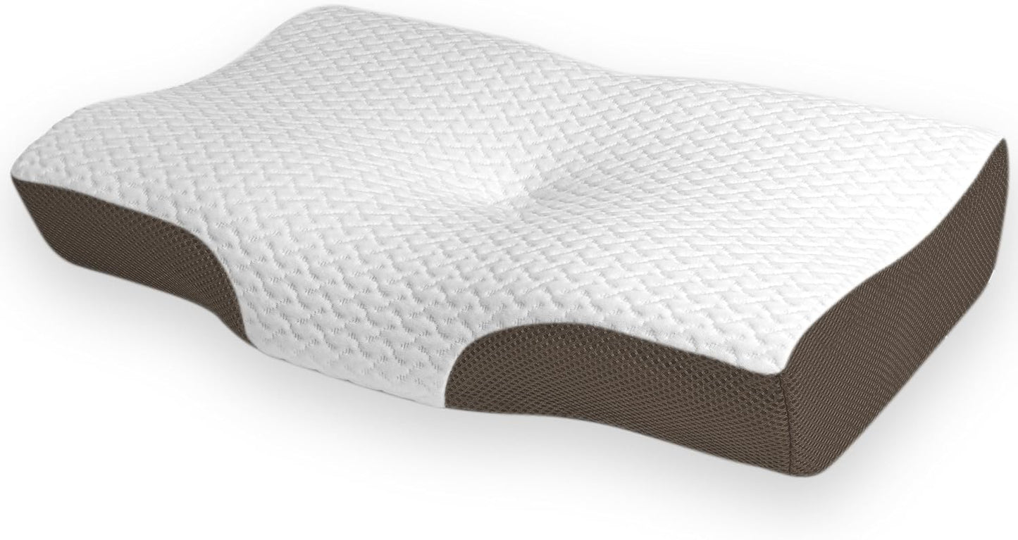 DreamCat's Pillow, Memory Foam Pillow, Made in Japan, Neck Painless, Adjustable Height, Backward, Horizontal, Concave Hollow Design, Stable Head, Straight Neck Pillow, Comfortable Sleep, Neck and