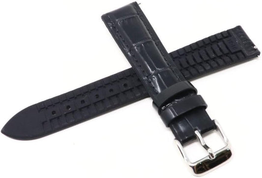 Seiko RS02C18BK Watch Band, 0.7 inches (18 mm), Leather, Rubber, Genuine Black Strap