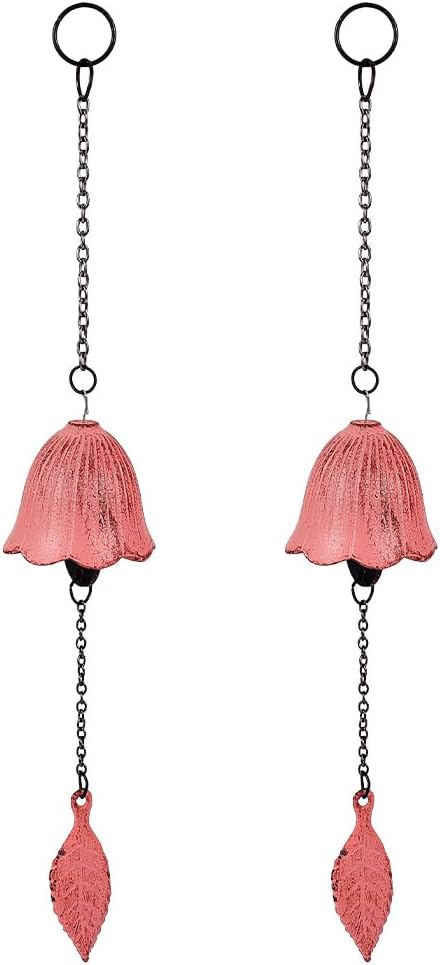 BENECREAT 2 Pcs Iron Iron Chimes Cast Iron Japanese Style Decoration Fuorin Flower Shape Wind Chime Vintage Traditional Craft Healing Sound Summer Wind Poem Window Decoration Roof Decoration Car