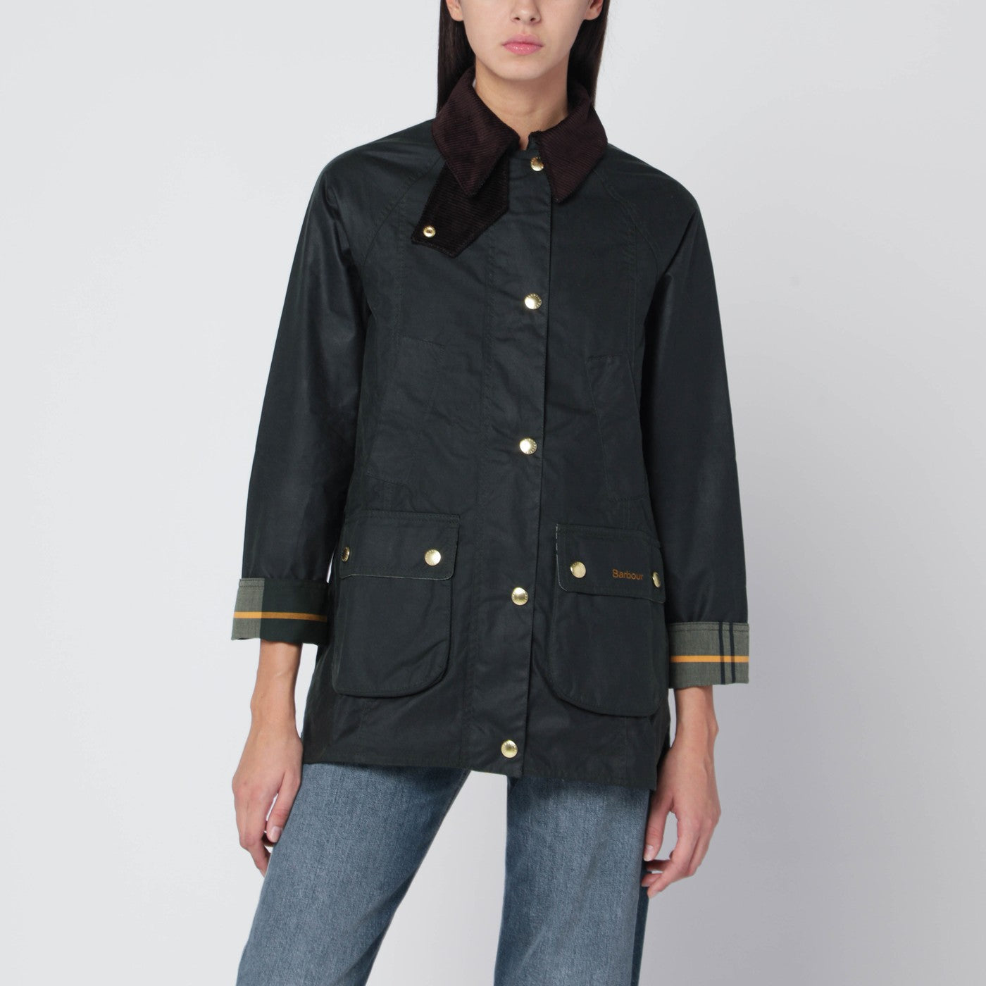 Barbour ワックスコットンのバーバーダークグリーンモダンビードネルジャケット - Image 1