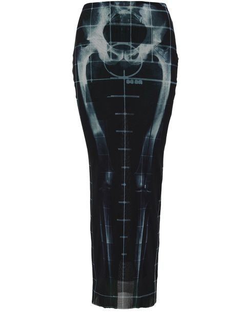 JEAN PAUL GAULTIER Squeletor プリント入り メッシュ製 ロングスカート - Image 1