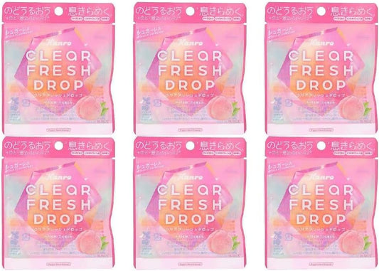 [Bulk Purchase] Clear Fresh Drop Prism Peach 0.5 oz (15 g) Small Sachet Candy Mint Candy Refreshing Candy (6 Bags)