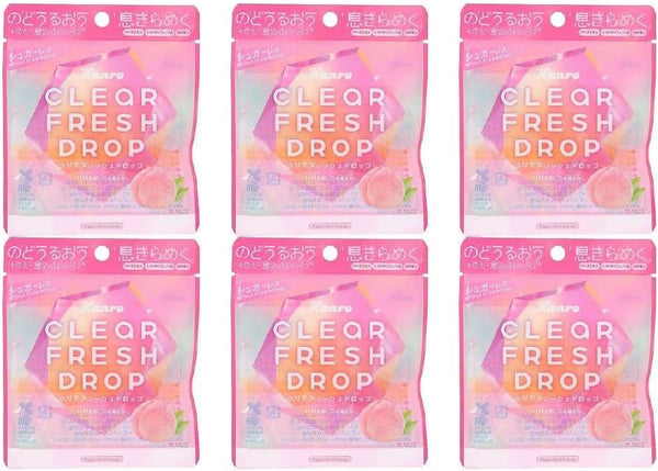 [Bulk Purchase] Clear Fresh Drop Prism Peach 0.5 oz (15 g) Small Sachet Candy Mint Candy Refreshing Candy (6 Bags)